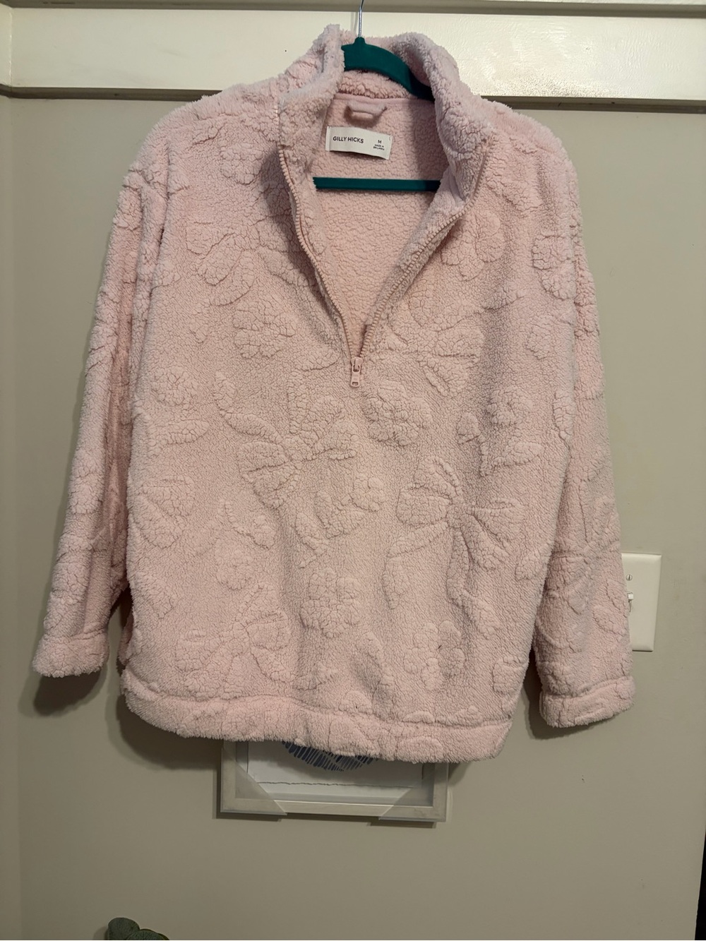 Hollister Pink Floral Sherpa Quarter-Zip Pullover